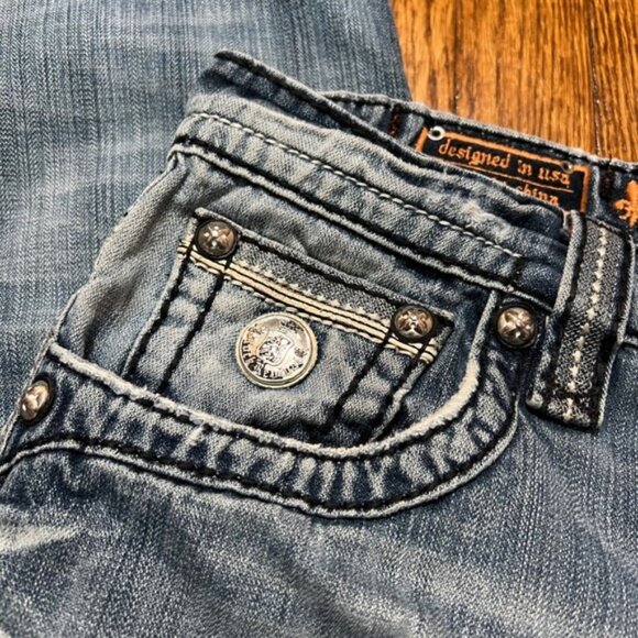 Rock Revival Marcy Straight Fit Jeans Distressed Medium Wash Denim Men's Size 38 - Picture 8 of 13